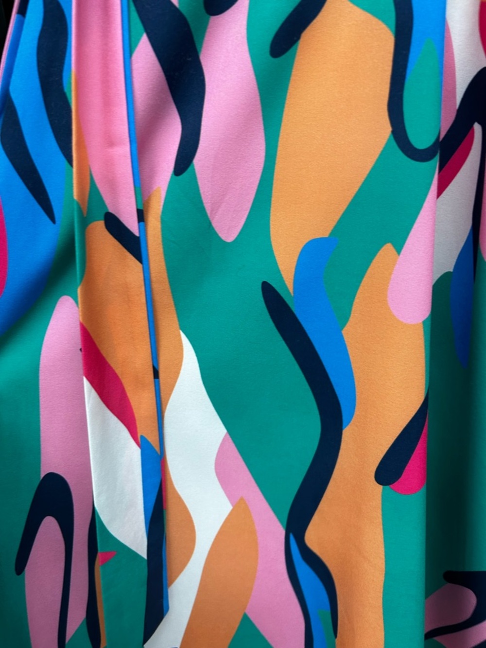 Sunday Up Multicolor Abstract Midi Dress Size Large Puff Sleeve Summer Tea Dress - Picture 10 of 15